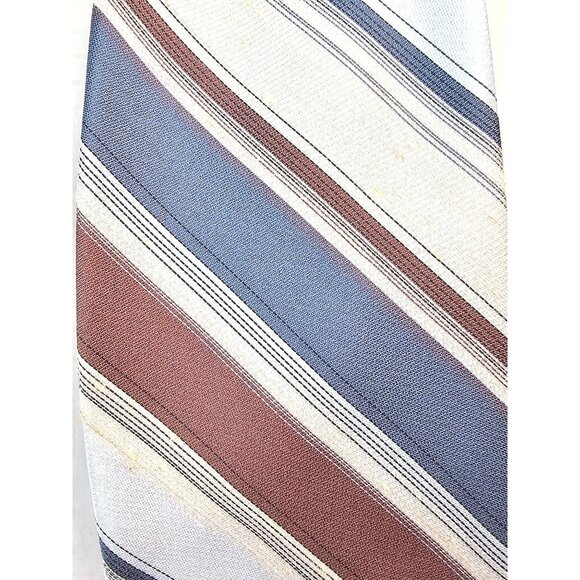 Barini Originals Mens Striped Tie Blue/Burgundy/Beige Classic Polyester Blend - Picture 4 of 8